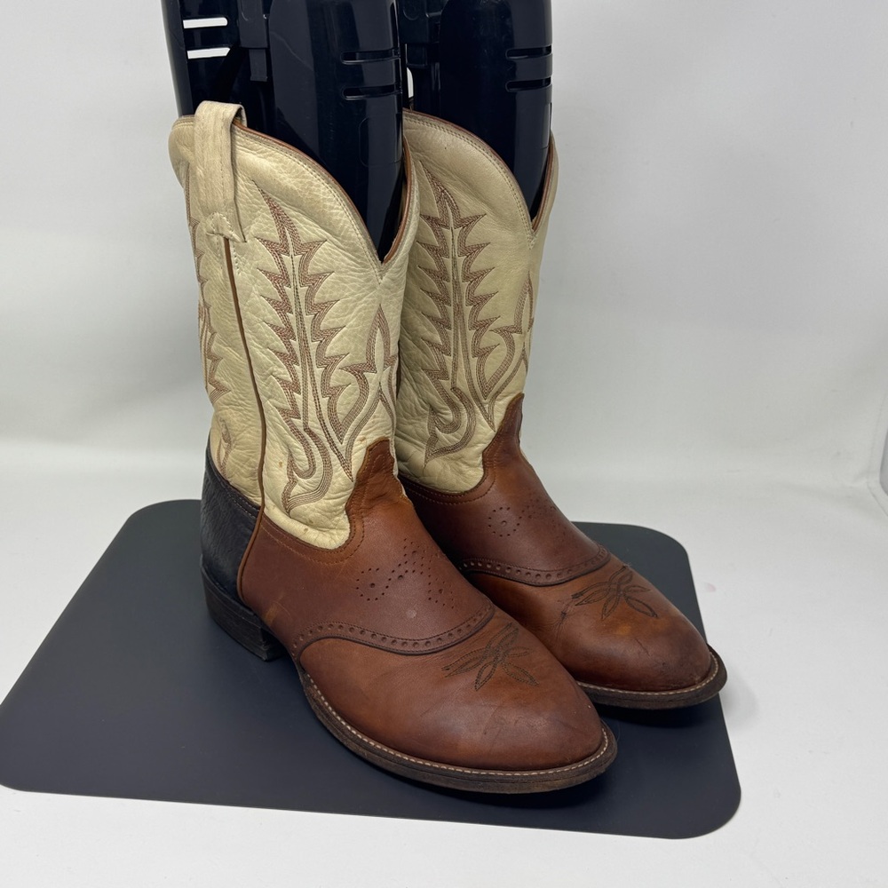 Tony Lama Boot sz 9B ct6302L Brown Cream Boots Western Cowboy